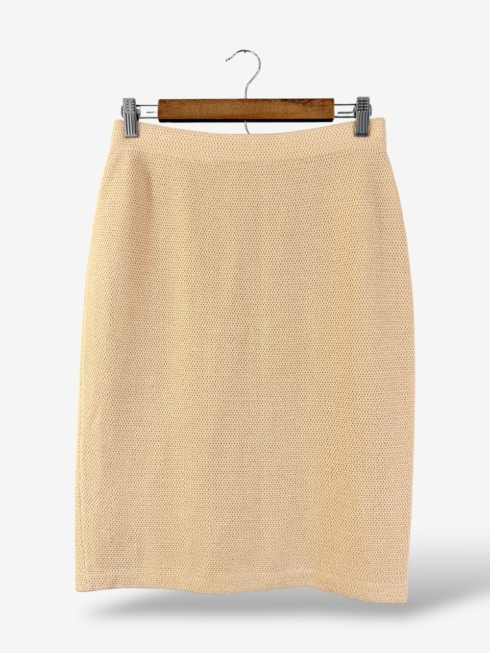 St. John Collection Butter Yellow Knit Pencil Skirt Size 8 Pull On Spring Luxury